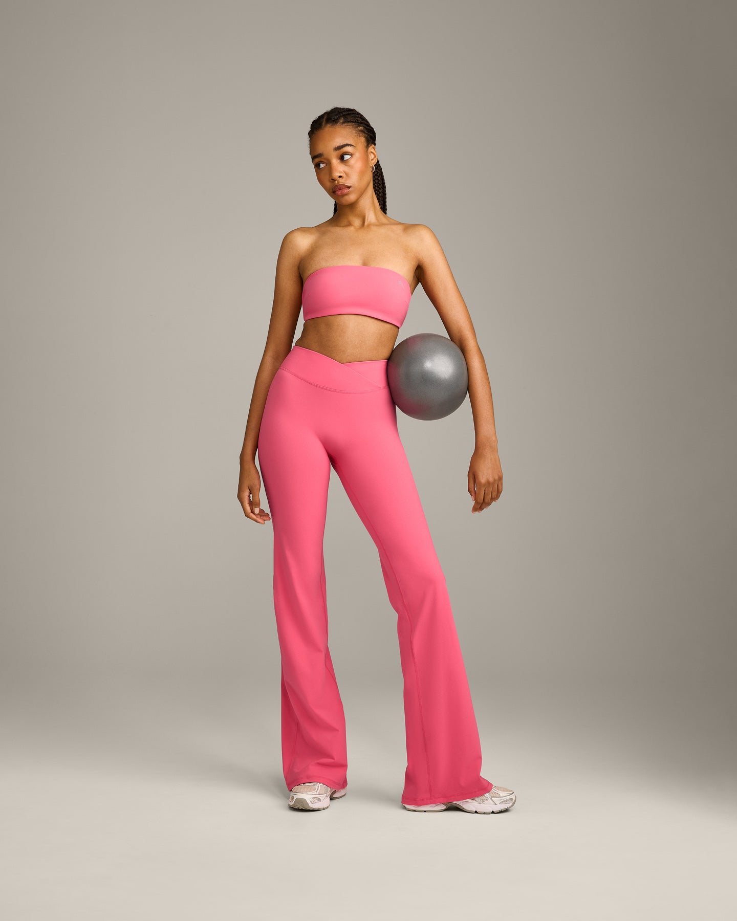 UnifiedMove Wrap Flared Bottoms with Reflective Logo | Hot Girl Pink