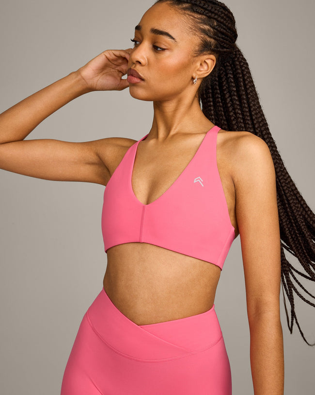 UnifiedMove Micro Bralette with Reflective Logo | Hot Girl Pink