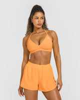 EasyLift™ Ultra Minimal V Neck Bralette with White Logo | Powdered Orange