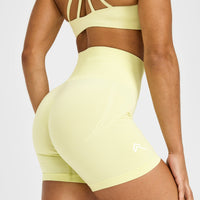 EffortlessLift™ Seamless Shorts with White Logo | Pastel Yellow