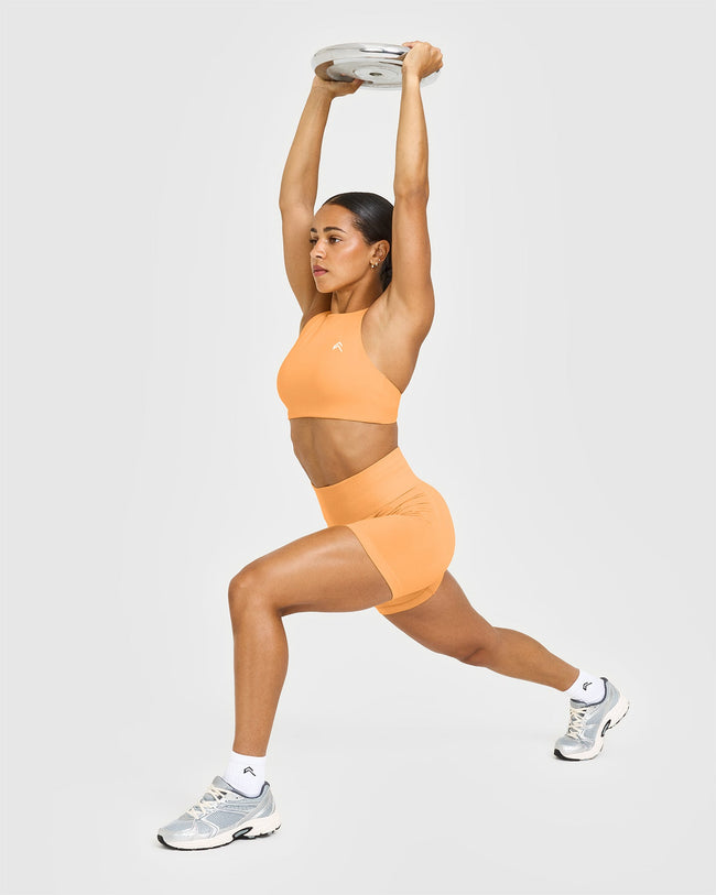 EffortlessLift™ Seamless Shorts with White Logo | Powdered Orange