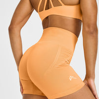 EffortlessLift™ Seamless Shorts with White Logo | Powdered Orange