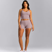 SoftMotion™ Strappy Halter Neck Mid Tank Top with Built in Bra Shelf New Branding | Dusty Purple
