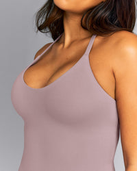 SoftMotion™ Strappy Halter Neck Tank Top with Built in Bra Shelf New Branding | Dusty Purple