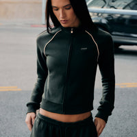 Jersey Tracksuit Zip Up Jacket | Emerald Noir