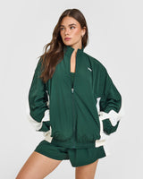 Oversized Piped Woven Track Jacket | Racing Green