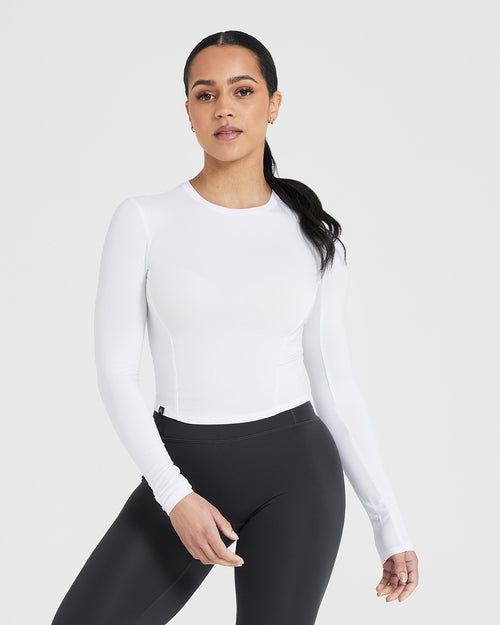 Oner Modal Mellow Soft Mid Long Sleeve Top | White