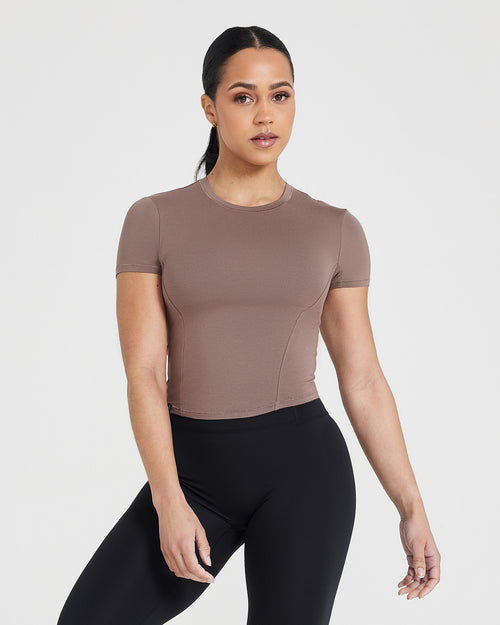 Oner Modal Mellow Soft Mid Short Sleeve T-Shirt | Cool Brown
