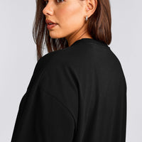 Classic Oversized Lightweight Long Sleeve Top | Black