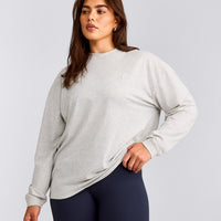 Classic Oversized Lightweight Long Sleeve Top | Light Gray Marl