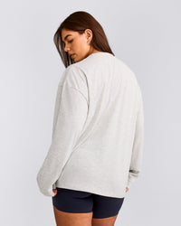 Classic Oversized Lightweight Long Sleeve Top | Light Gray Marl