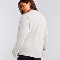 Classic Oversized Lightweight Long Sleeve Top | Light Gray Marl