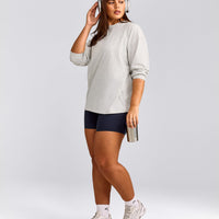 Classic Oversized Lightweight Long Sleeve Top | Light Gray Marl
