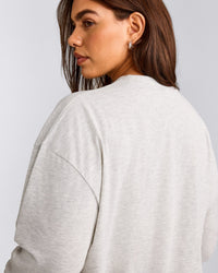Classic Oversized Lightweight Long Sleeve Top | Light Gray Marl