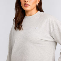 Classic Oversized Lightweight Long Sleeve Top | Light Gray Marl