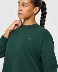 Classic Oversized Lightweight Long Sleeve Top | Racing Green