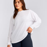 Classic Oversized Lightweight Long Sleeve Top | White