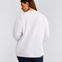 Classic Oversized Lightweight Long Sleeve Top | White