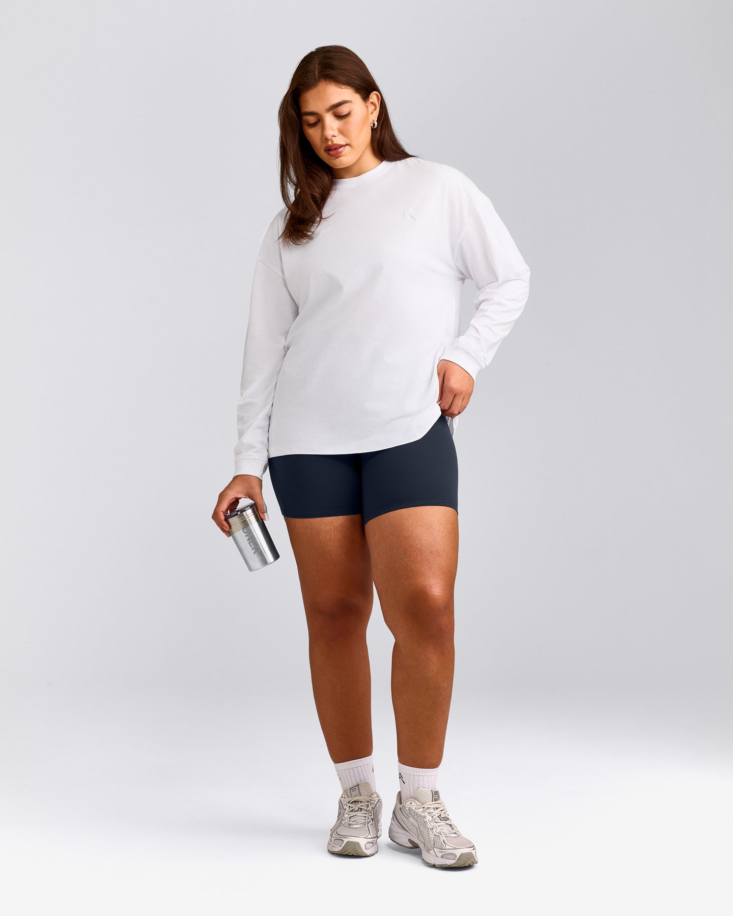 Classic Oversized Lightweight Long Sleeve Top | White
