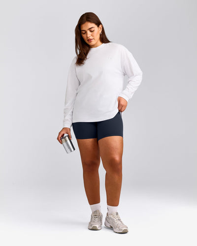 Classic Oversized Lightweight Long Sleeve Top | White