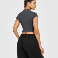 Cotton Baby T-Shirt with Grey Logo | Coal