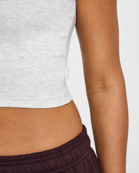 Cotton Baby T-Shirt with Grey Logo | Light Grey Marl