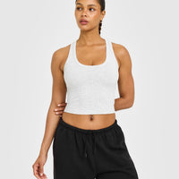 Cotton Fitted Mid Vest with Grey Logo | Light Grey Marl