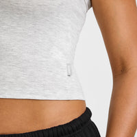 Cotton Fitted Mid Vest with Grey Logo | Light Grey Marl