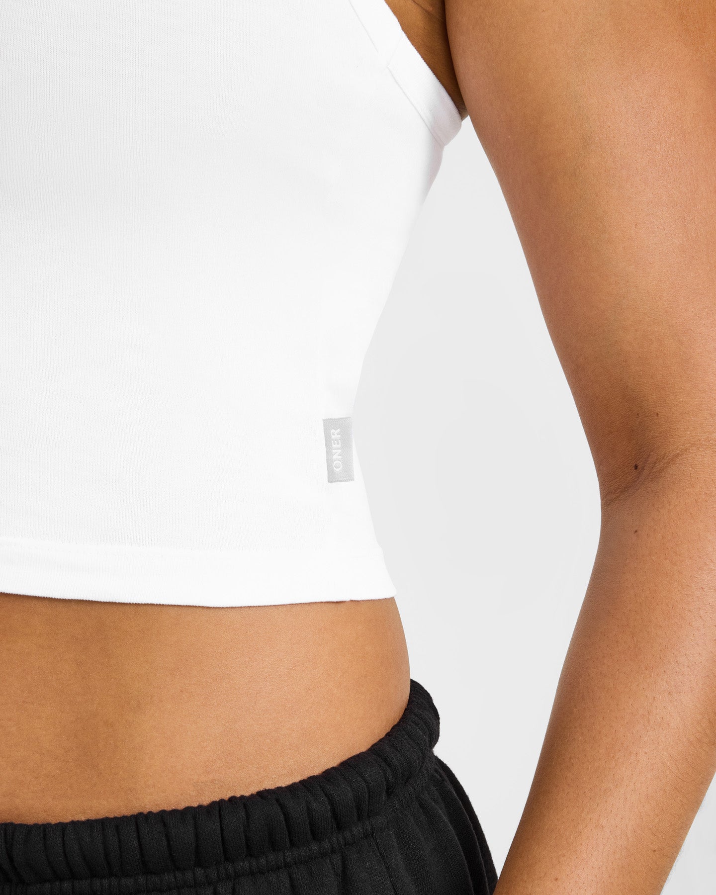 Cotton Fitted Mid Vest with Grey Logo | White