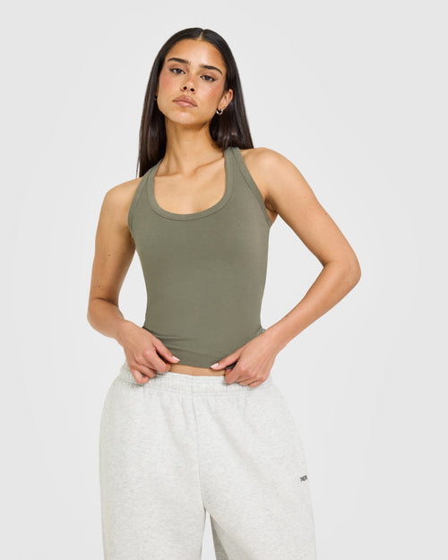 Oner Modal Cotton Fitted Vest with Grey Logo | Alpine Green