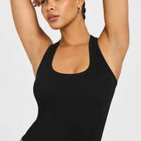 Cotton Fitted Vest with Grey Logo | Black