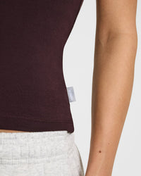 Cotton Fitted Vest with Grey Logo | Plum Brown