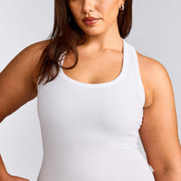 Cotton Fitted Vest with Grey Logo | White