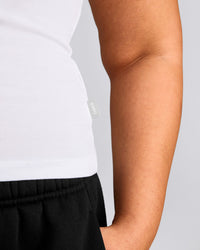 Cotton Fitted Vest with Grey Logo | White