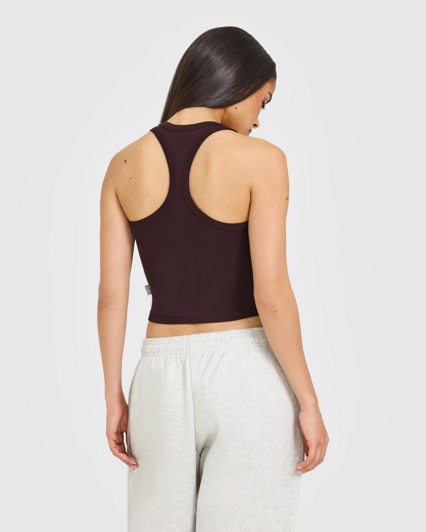 Cotton Fitted Mid Vest with Grey Logo | Plum Brown