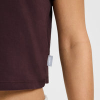 Cotton Relaxed T-Shirt with Grey Logo | Plum Brown