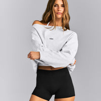 Cotton Vintage Lounge Off-The-Shoulder Sweatshirt | Light Gray Marl