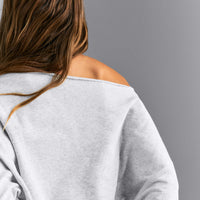 Cotton Vintage Lounge Off-The-Shoulder Sweatshirt | Light Gray Marl