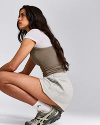 Cotton Vintage Lounge Shorts | Light Gray Marl