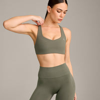 EasyLift™ Cross Back Sports Bra with Grey Logo | Alpine Green
