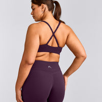 EasyLift™ Cross Back Sports Bra with Gray Logo | Blackberry Purple