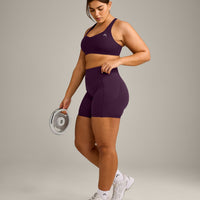 EasyLift™ Cross Back Sports Bra with Grey Logo | Blackberry Purple
