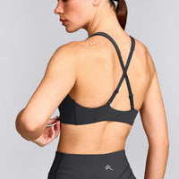 EasyLift™ Cross Back Sports Bra with Gray Logo | Coal