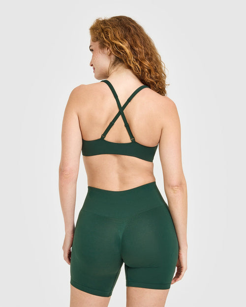 EasyLift™ Cross Back Sports Bra with White Logo | Racing Green