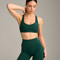 EasyLift™ Cross Back Sports Bra with Grey Logo | Racing Green