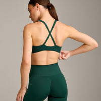 EasyLift™ Cross Back Sports Bra with Grey Logo | Racing Green