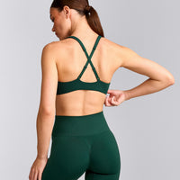 EasyLift™ Cross Back Sports Bra with Grey Logo | Racing Green
