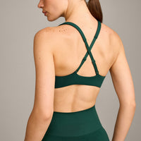 EasyLift™ Cross Back Sports Bra with Grey Logo | Racing Green