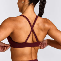 EasyLift™ Cross Back Sports Bra with Gray Logo | Rosewood