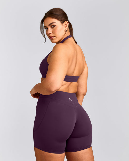 EasyLift™ Halter Bralette with Gray Logo | Blackberry Purple